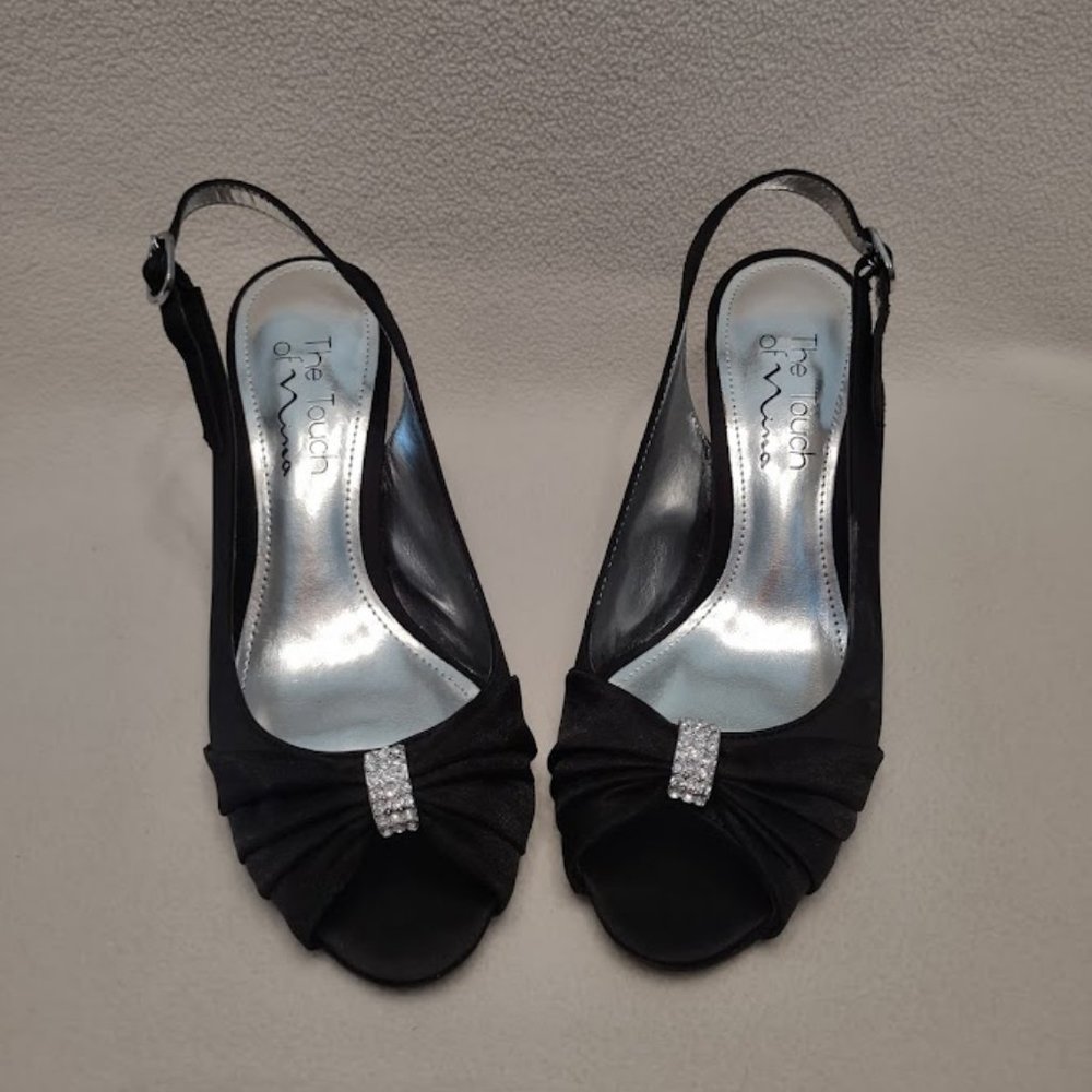 Touch of Nina Black Luster Satin heels